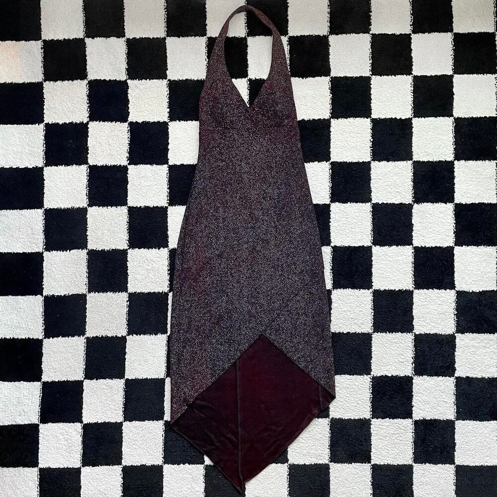 City Triangles Sparkle Black and Burgundy Halter Dress S